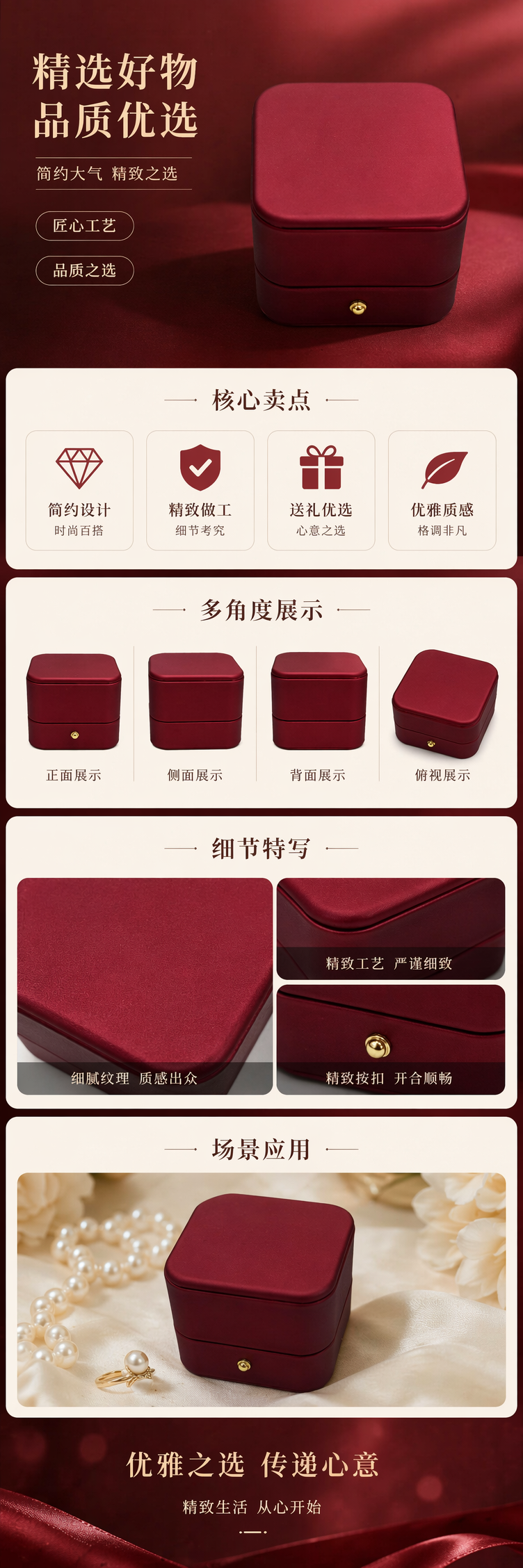 红色方形礼盒 包装盒 手提盒 婚庆喜糖盒 通用礼品盒详情1