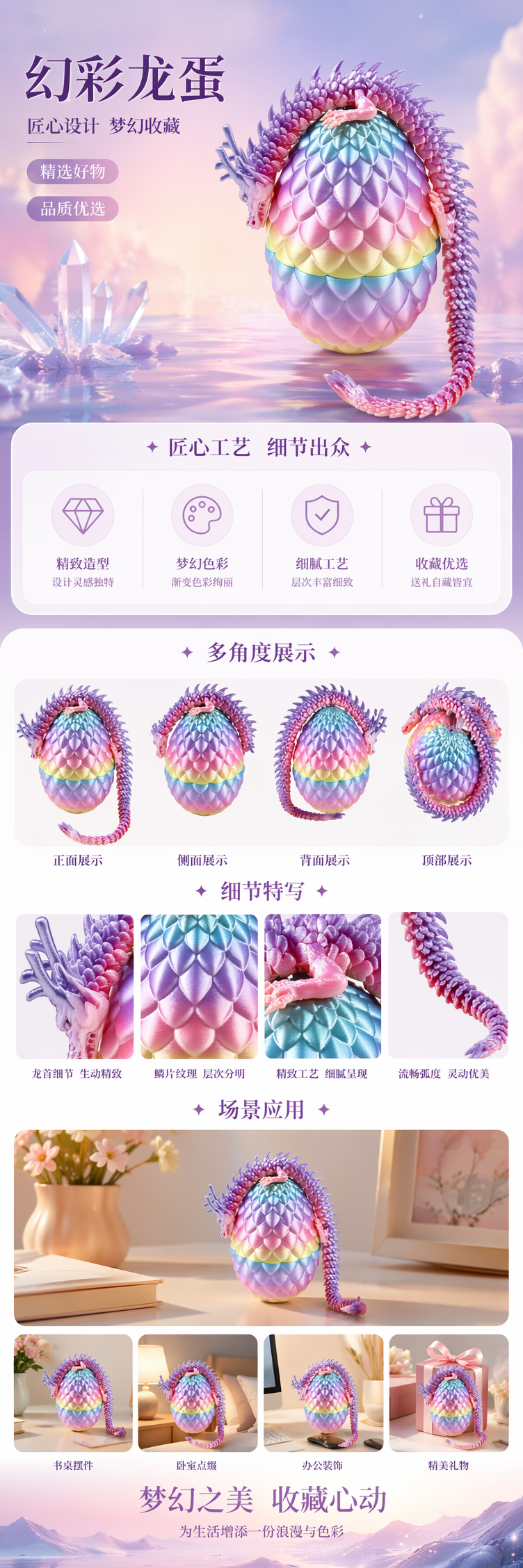彩虹鳞片龙蛋与小龙造型创意摆件家居装饰 pic 1
