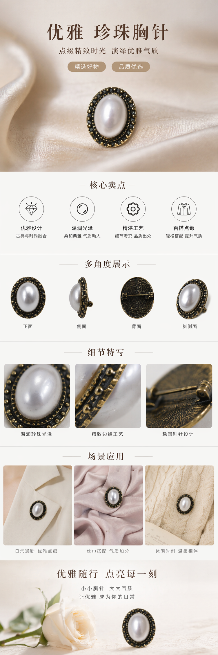白色珍珠装饰扣 时尚百搭服装配件 pic 1