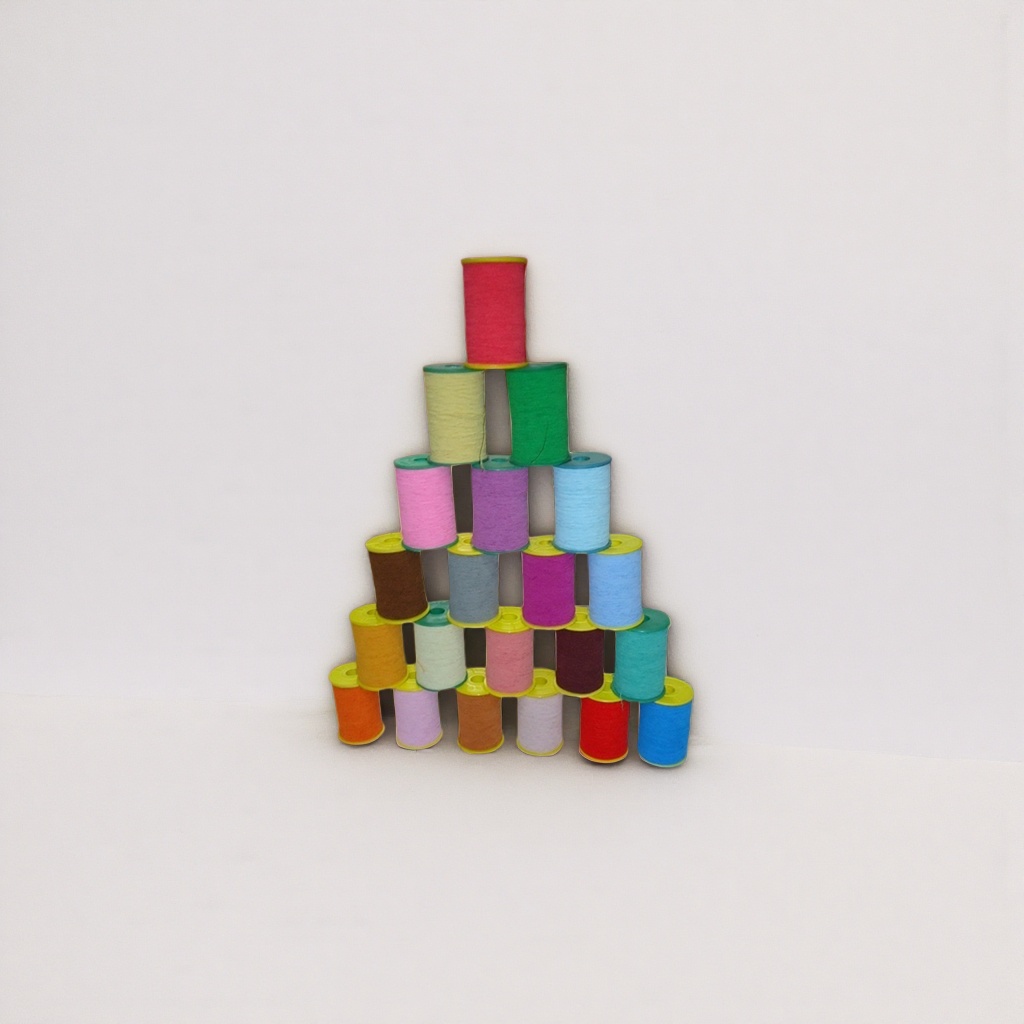 Creative DIY handcrafted materials for colorful spool stacked pyramid decorative ornaments details Picture