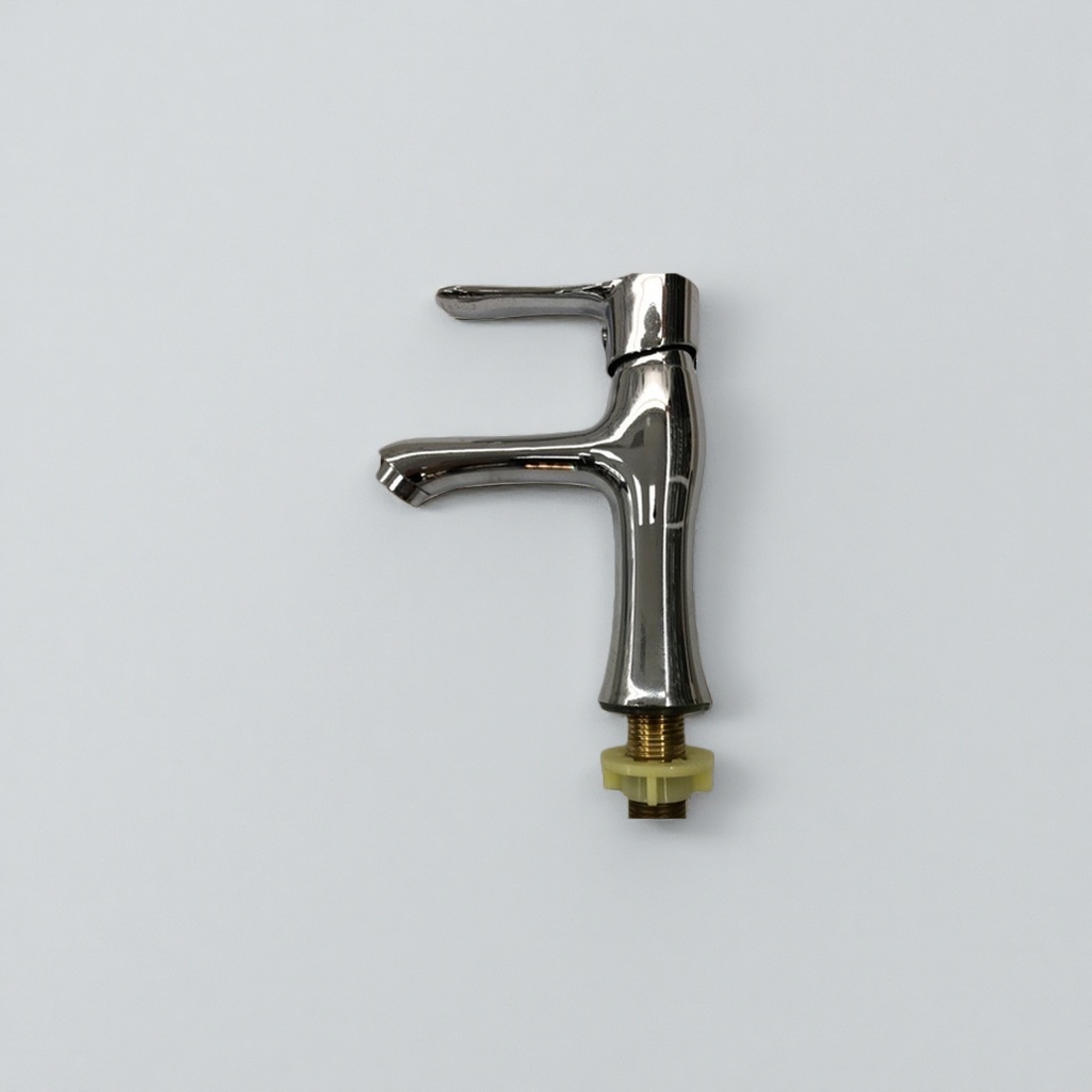 Silver faucet, all-copper thickened electroplated scratch-resistant under-counter bathroom basin faucet details Picture