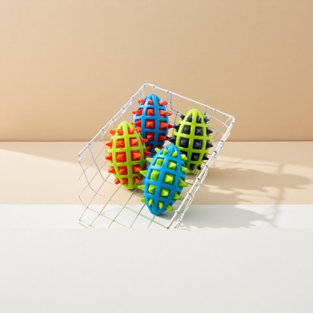 Pet supplies factory wholesale tpr pet toys, two-color rugby balls, voiceover teething dog toys, cross-border new