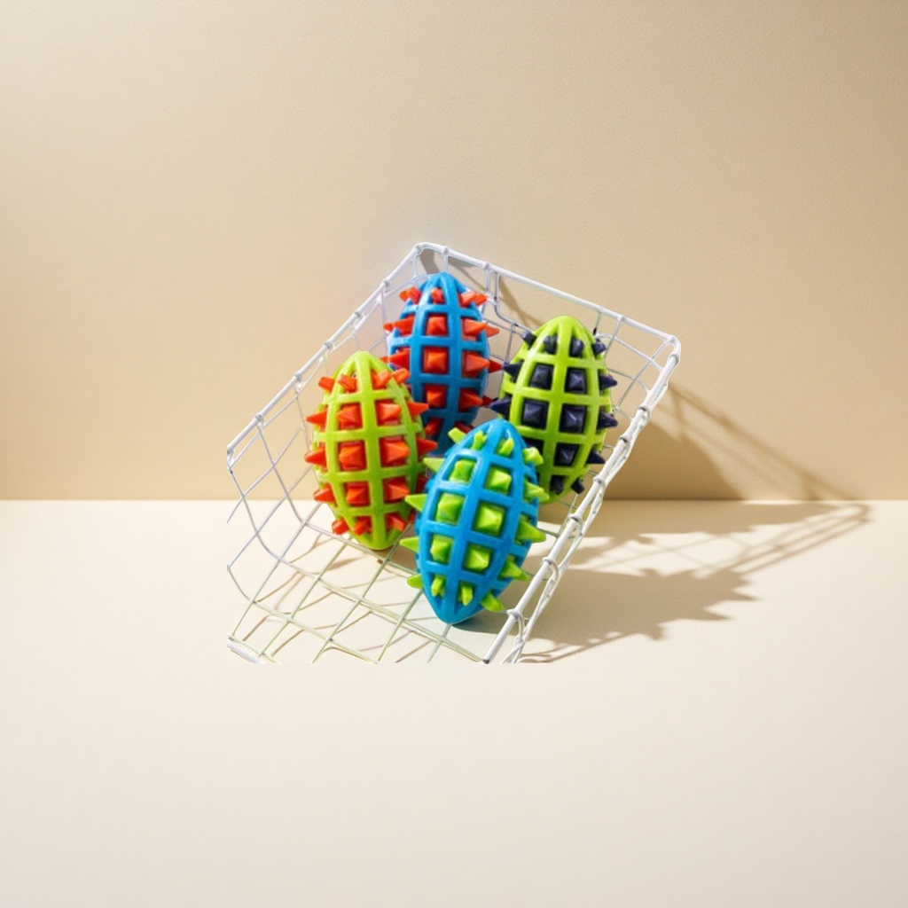 Pet supplies factory wholesale tpr pet toys, two-color rugby balls, voiceover teething dog toys, cross-border new Specification image