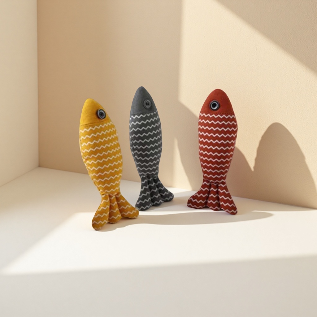 Plush simulation fish with catnip, pet cat toys, three-color fish for playing with cats, cross-border plush wholesale details Picture