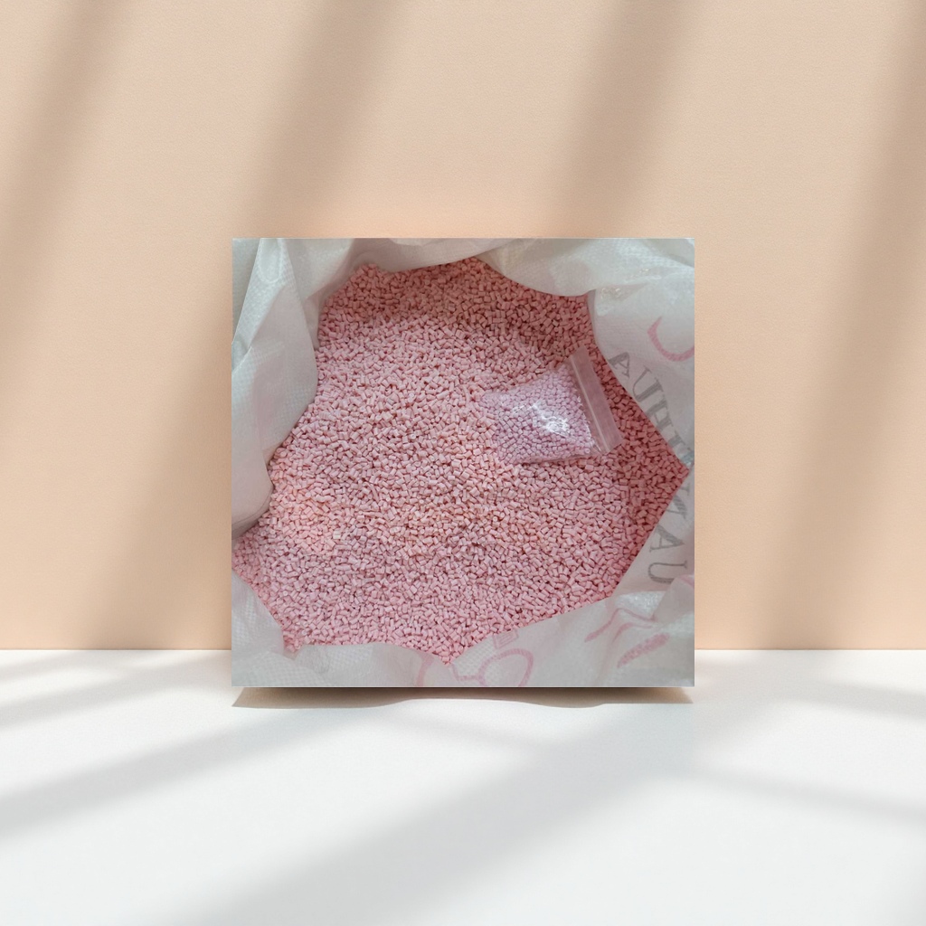 Pink granular plastic particles, industrial-grade PPPE raw materials, specifically designed for injection molding and blow molding