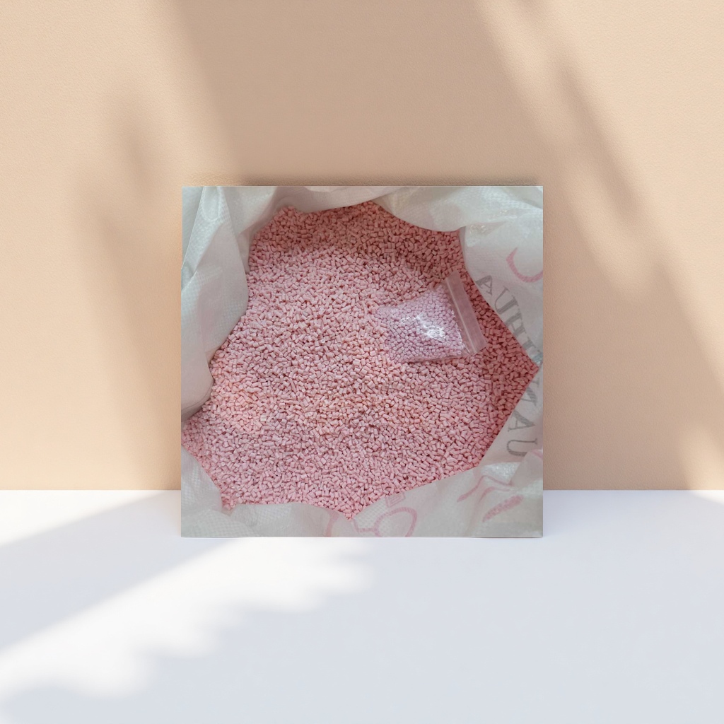 Pink granular plastic particles, industrial-grade PPPE raw materials, specifically designed for injection molding and blow molding Application Scenario