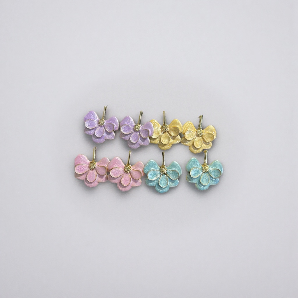 Colorful enamel flower earrings, fashionable and light luxury design earrings for women details Picture