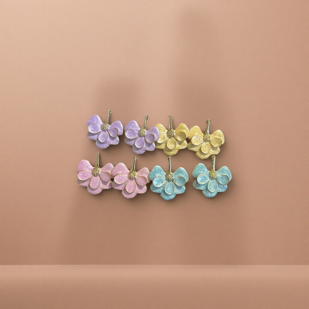 Colorful enamel flower earrings, fashionable and light luxury design earrings for women Specification image