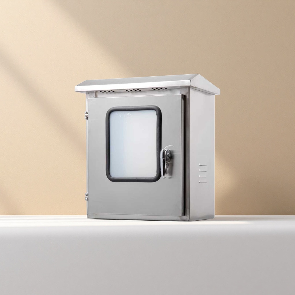Silver stainless steel household distribution box, 304 material, waterproof and dustproof, suitable for both indoor and outdoor use Application Scenario