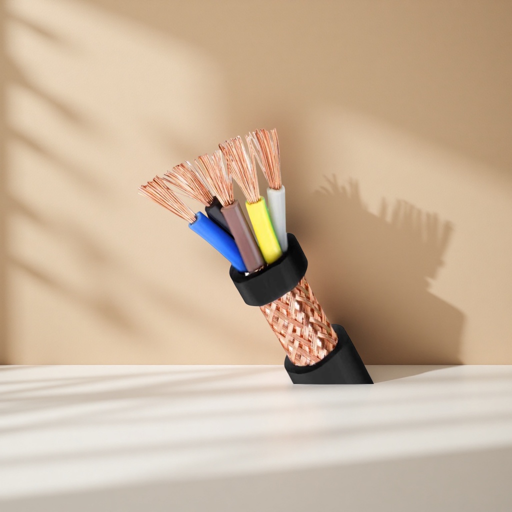 The cross-section of the braided shielding layer of multi-strand copper conductors in color cable core wires details Picture