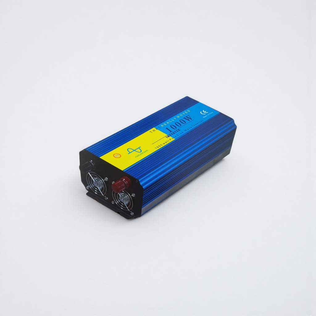 Blue heat dissipation stripes 1000W pure sine wave inverter with dual fans and red knobs Specification image
