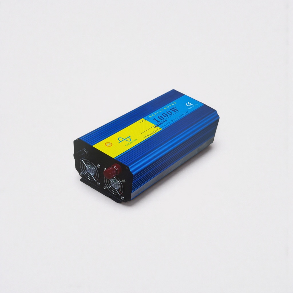 Blue heat dissipation stripes 1000W pure sine wave inverter with dual fans and red knobs details Picture
