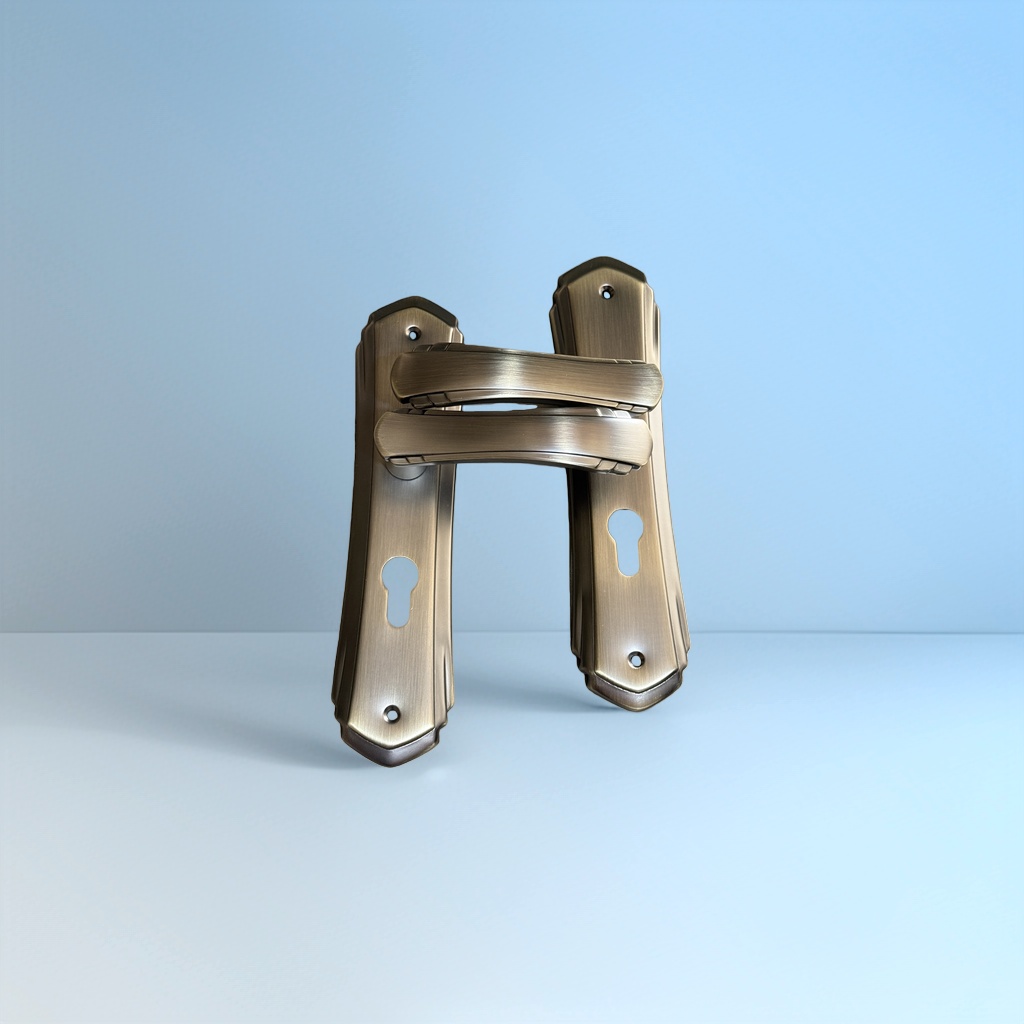مقبض باب نحاسي مزود بأغلفة معدنية مصنوعة من الذهب الخالص Specification image