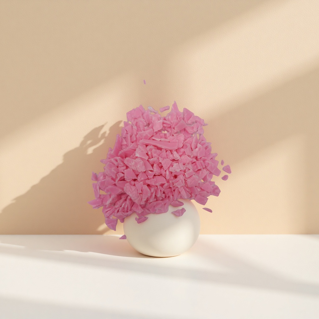 Pink plastic fragments are handmade DIY decorative materials and creative collage materials, which are safe and environmentally friendly details Picture