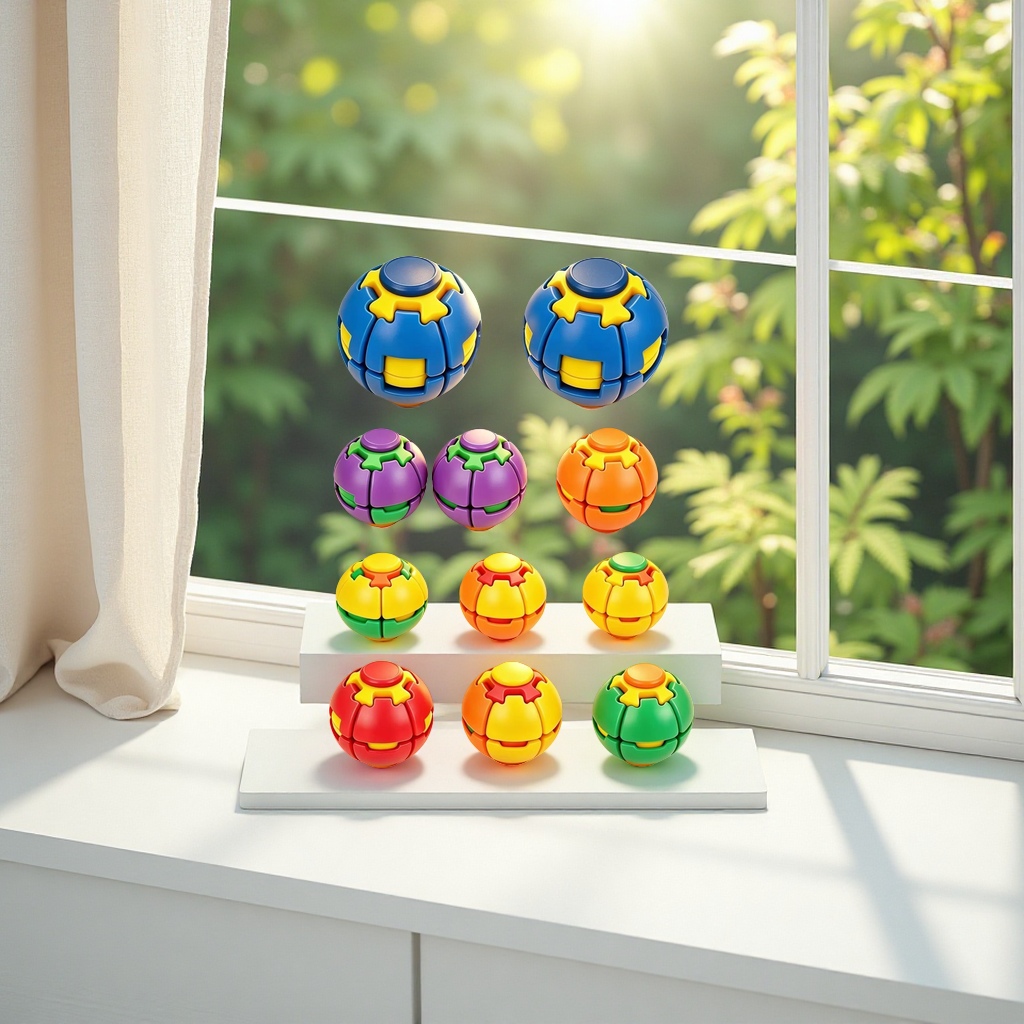 3D解压球旋转，注塑旋转球彩色拼接球体益智玩具 儿童早教动手动脑创意组合