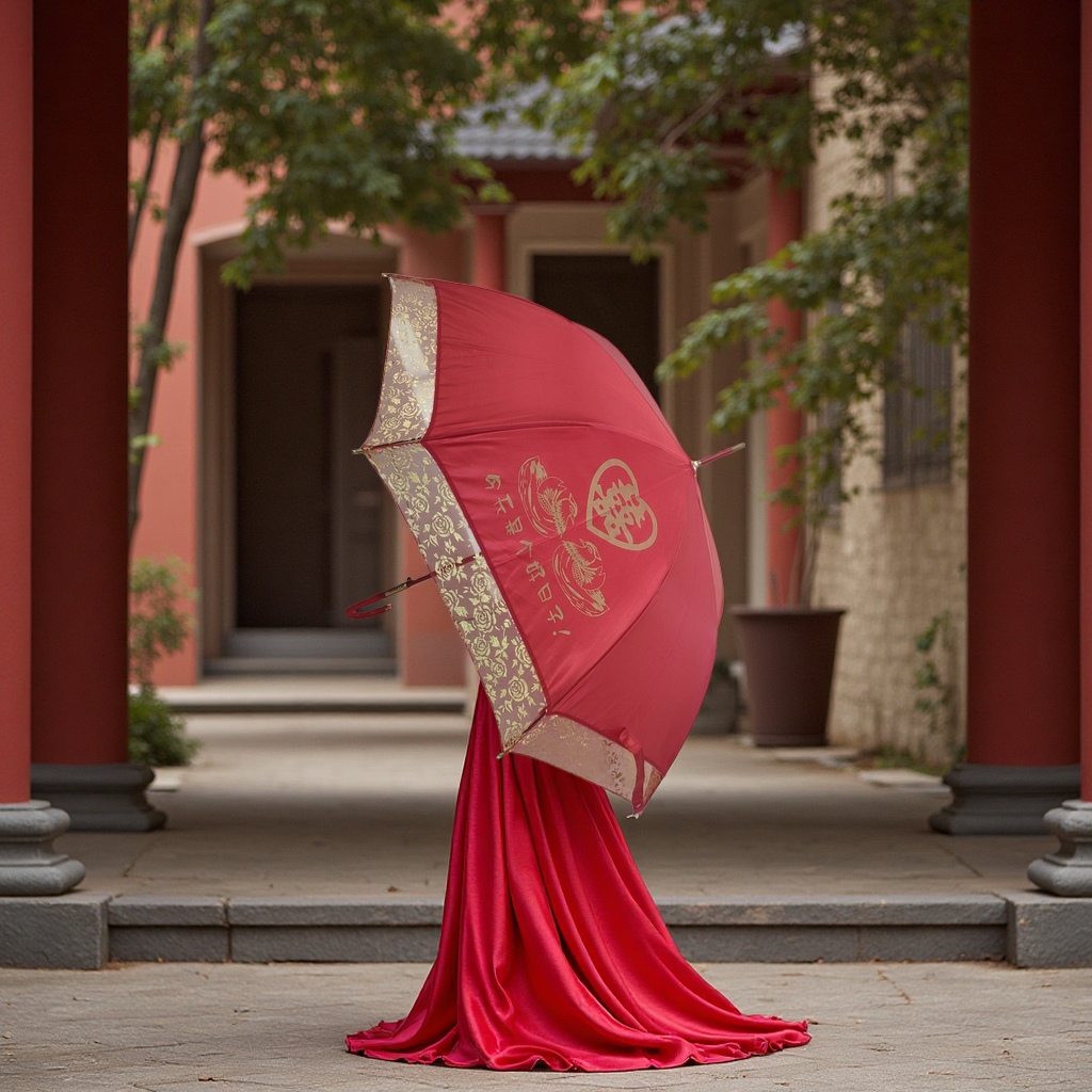 Red all-weather automatic umbrella, waterproof, sun-proof, lightweight folding umbrella