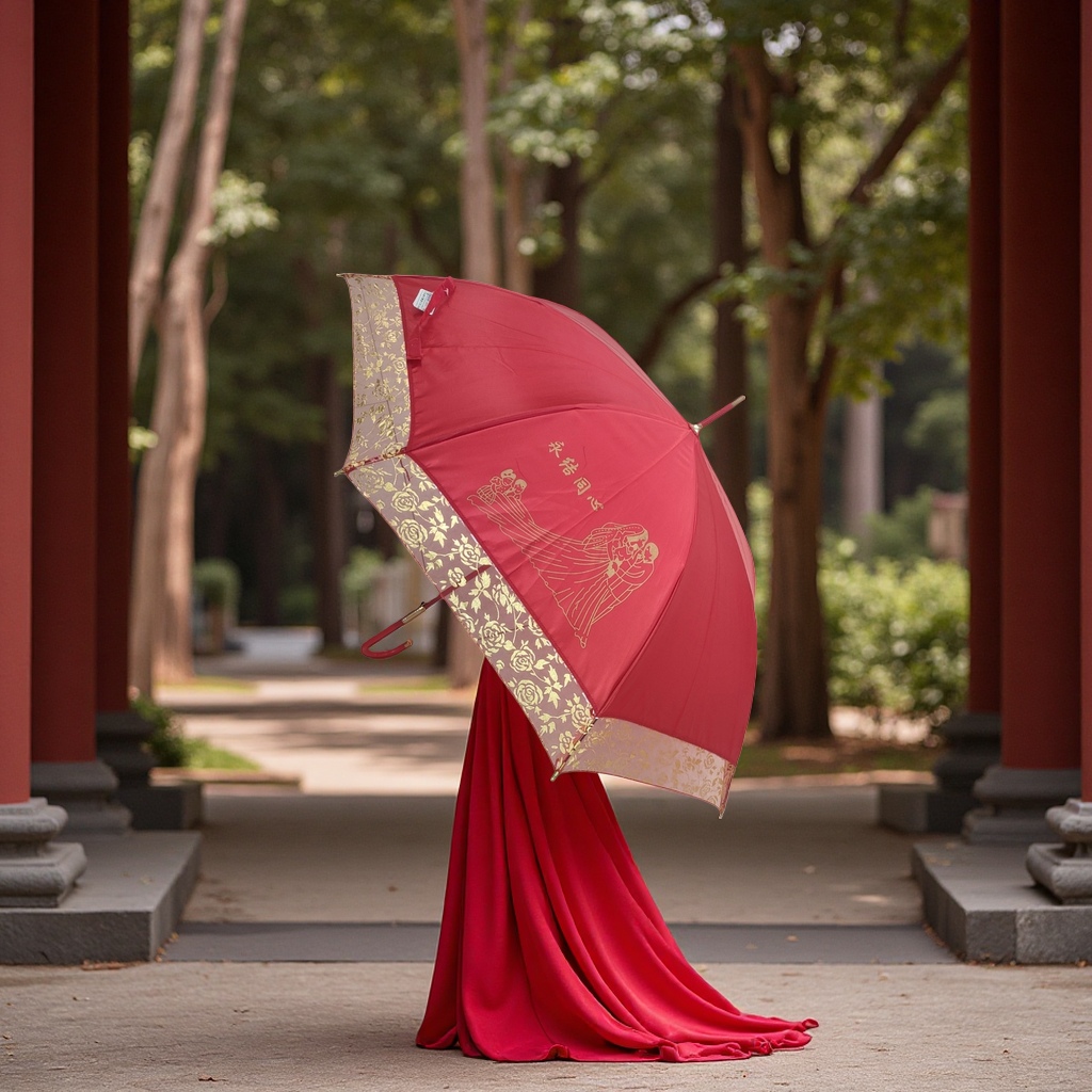 Red all-weather automatic umbrella, waterproof, sun-proof, lightweight folding umbrella Specification image