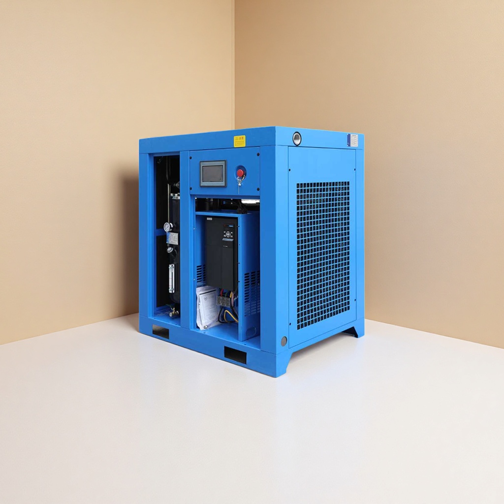 Blue industrial-grade air compressor, single-phase 220V 50Hz, silent and energy-saving details Picture
