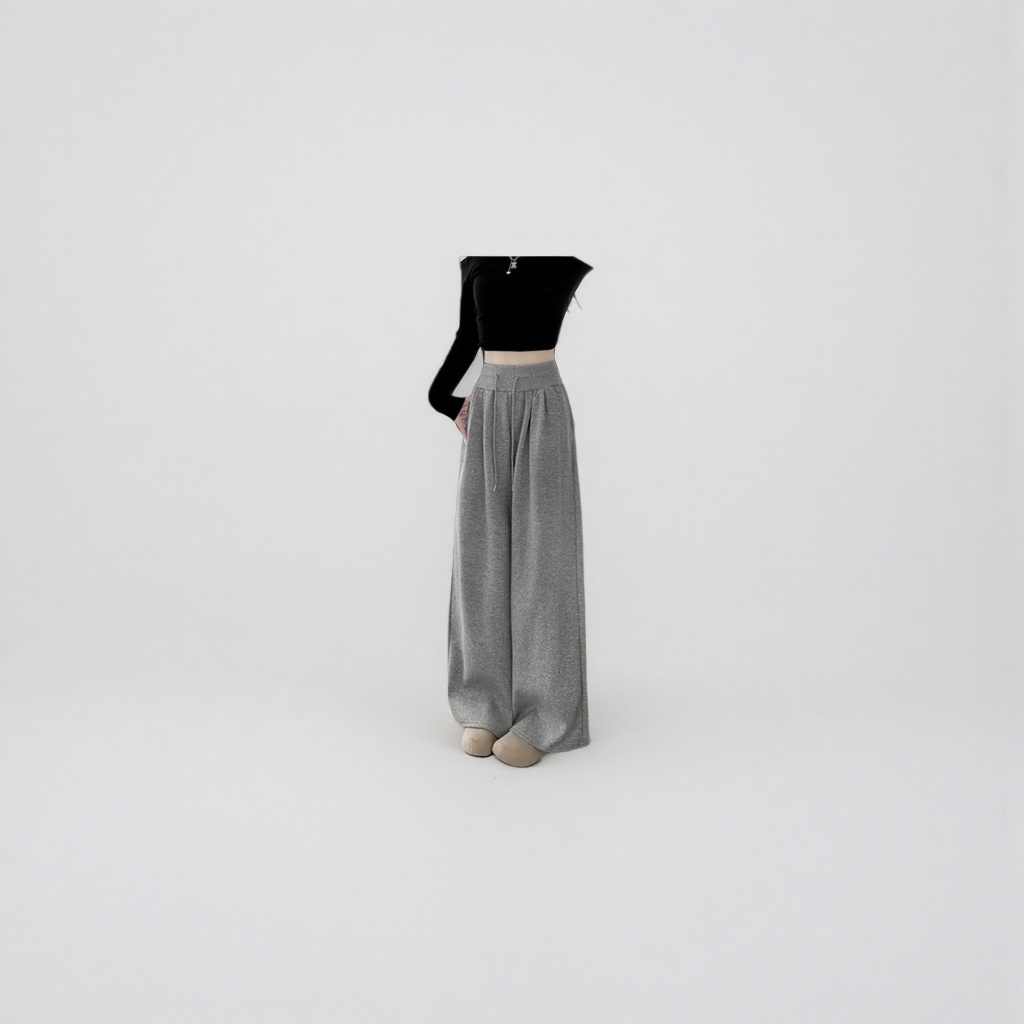 Grey wide-leg pants for women, high-waisted and slimming casual pants Specification image