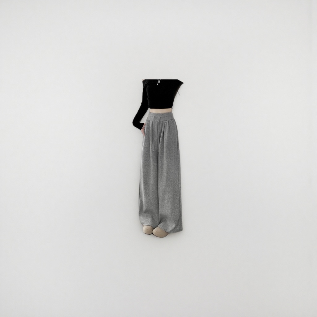 Grey wide-leg pants for women, high-waisted and slimming casual pants Application Scenario