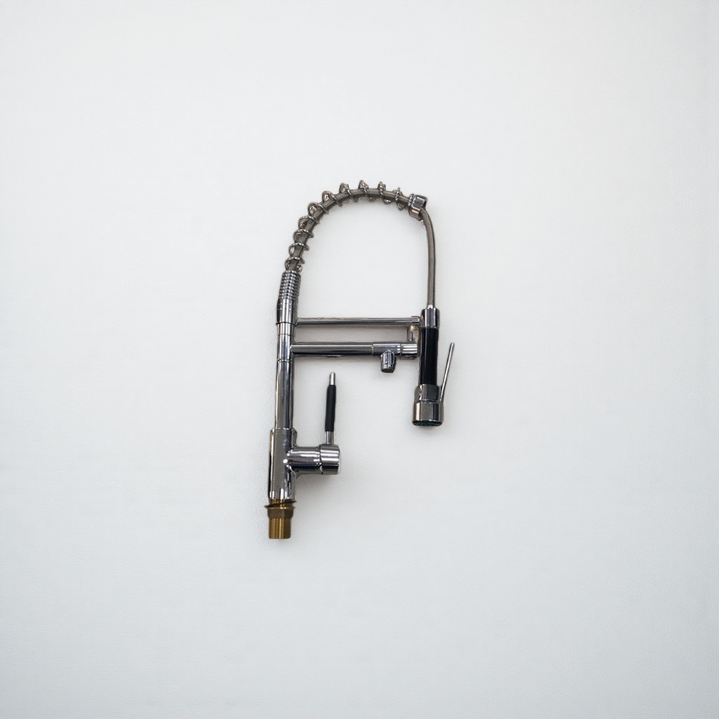 Silver metal faucet, kitchen pull-out dual-purpose cold and hot stainless steel sink faucet Specification image