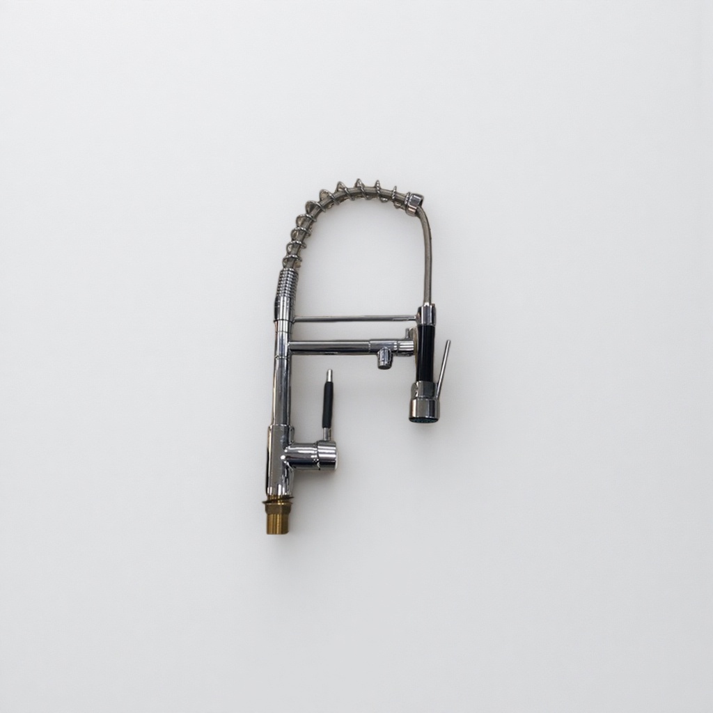 Silver faucet, kitchen pull-out dual-control cold and hot stainless steel washbasin faucet details Picture