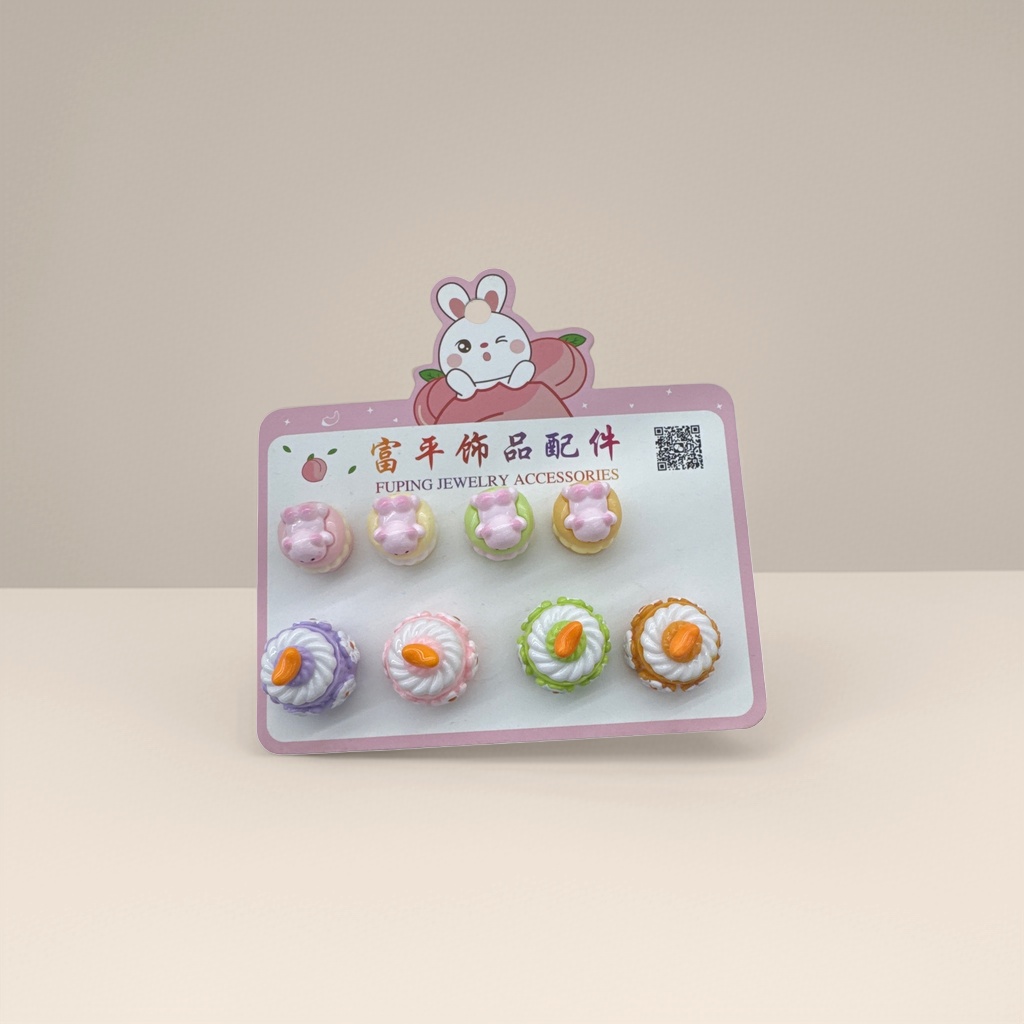 粉色甜点造型饰品配件八款套装 兔子图案装饰卡片 details Picture