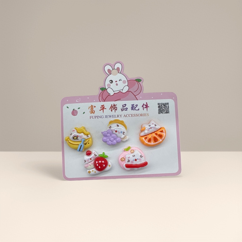 Cute and girlish creative tabletop ornaments in the shape of pink card fruits and desserts Application Scenario