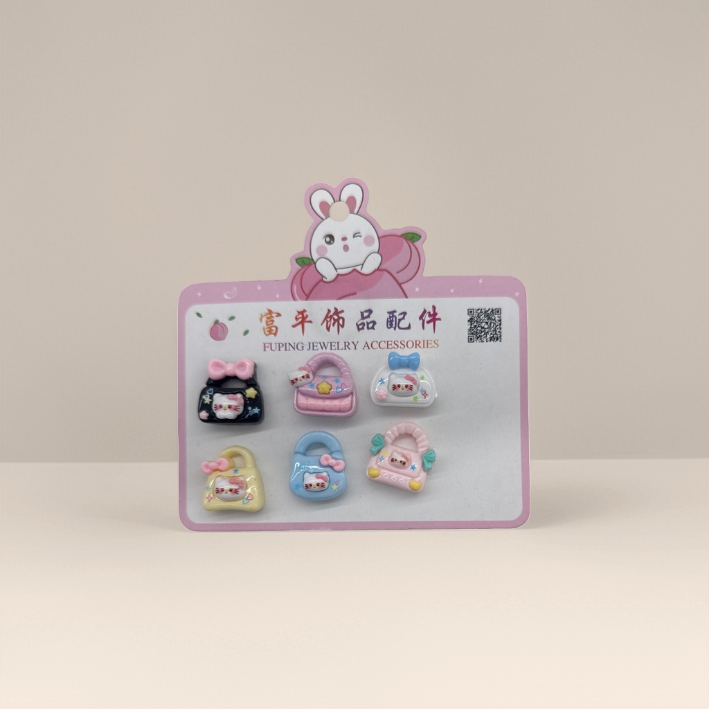 Pink card: Six Cartoon small bag accessories and Handmade DIY material sets details Picture