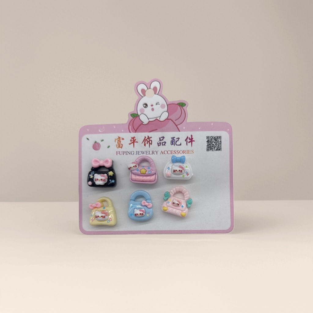 Pink card: Six Cartoon small bag accessories and Handmade DIY material sets