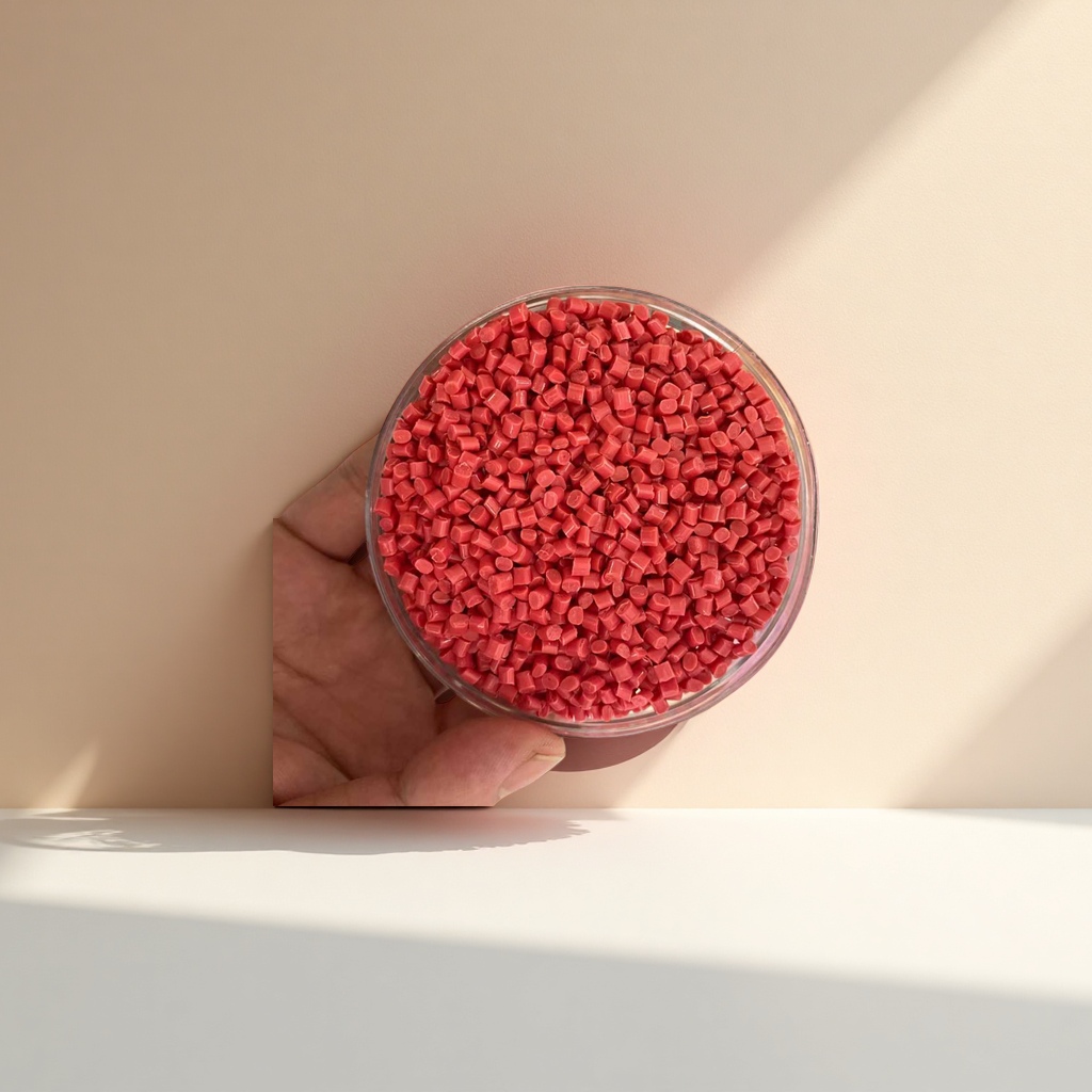 Red granular plastic particles, industrial-grade PP PE raw material, general injection molding filler details Picture