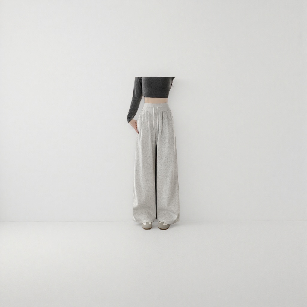 White and gray wide-leg pants for women, high-waisted and slimming casual trousers Application Scenario