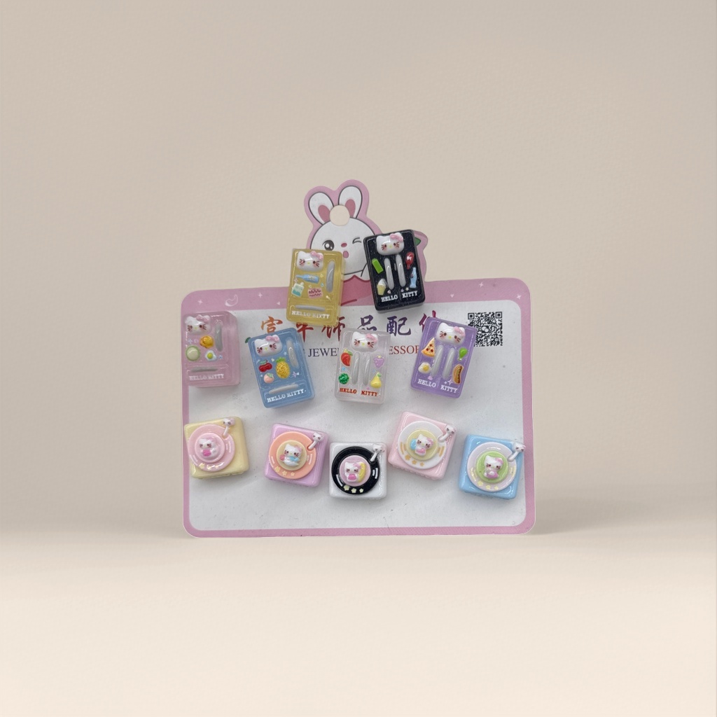 A cute and girlish accessory set of colorful Hello Kitty-themed trinkets Specification image