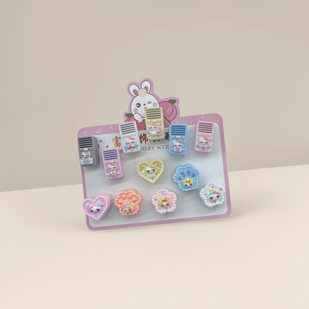 Hello Kitty cartoon-shaped pink decorative card air conditioner heart-shaped claw-printed flower plastic figure-piece Application Scenario