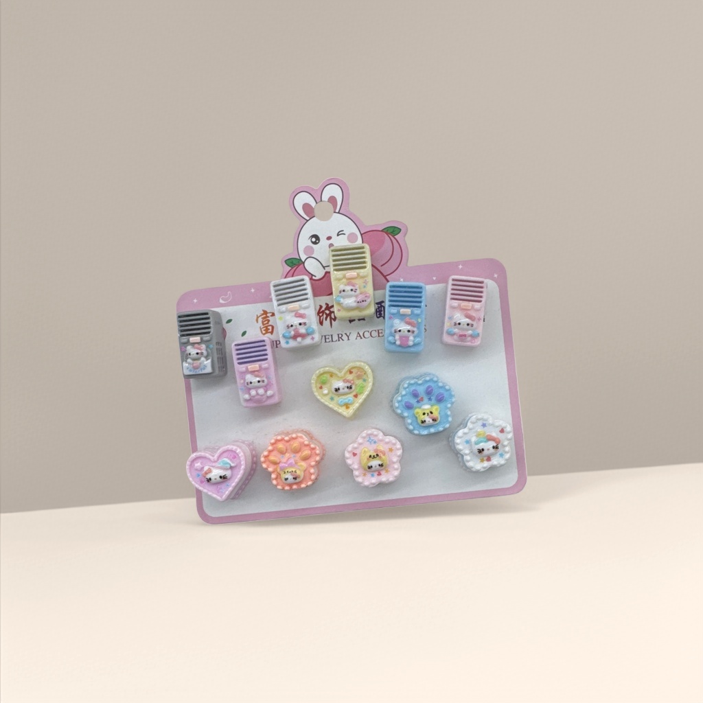 Hello Kitty cartoon-shaped pink decorative card air conditioner heart-shaped claw-printed flower plastic figure-piece Specification image