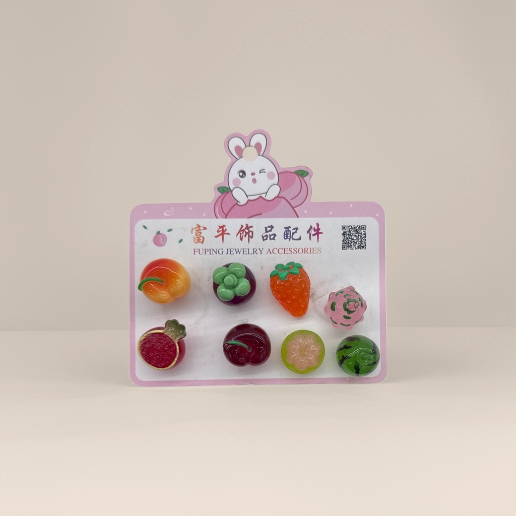 粉色包装卡水果造型饰品配件创意手工DIY材料