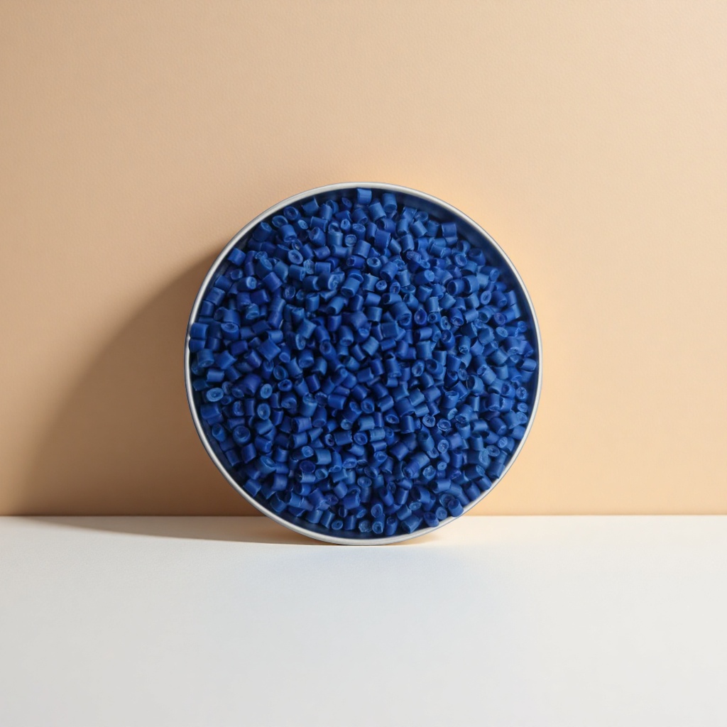 Blue granular plastic particles are made of general engineering plastic raw materials such as PP, PE and ABS Application Scenario