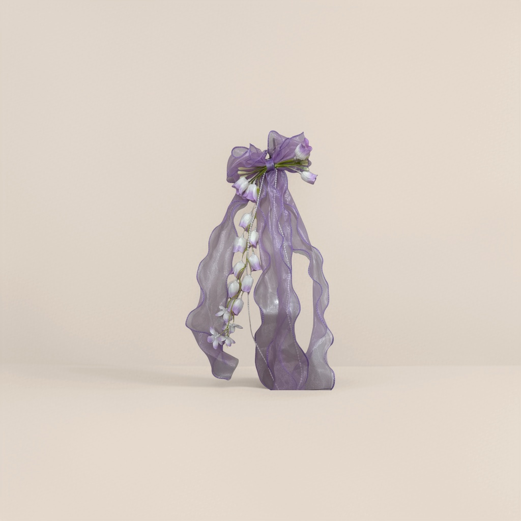 Purple gauze bows decorate children's headwear details Picture