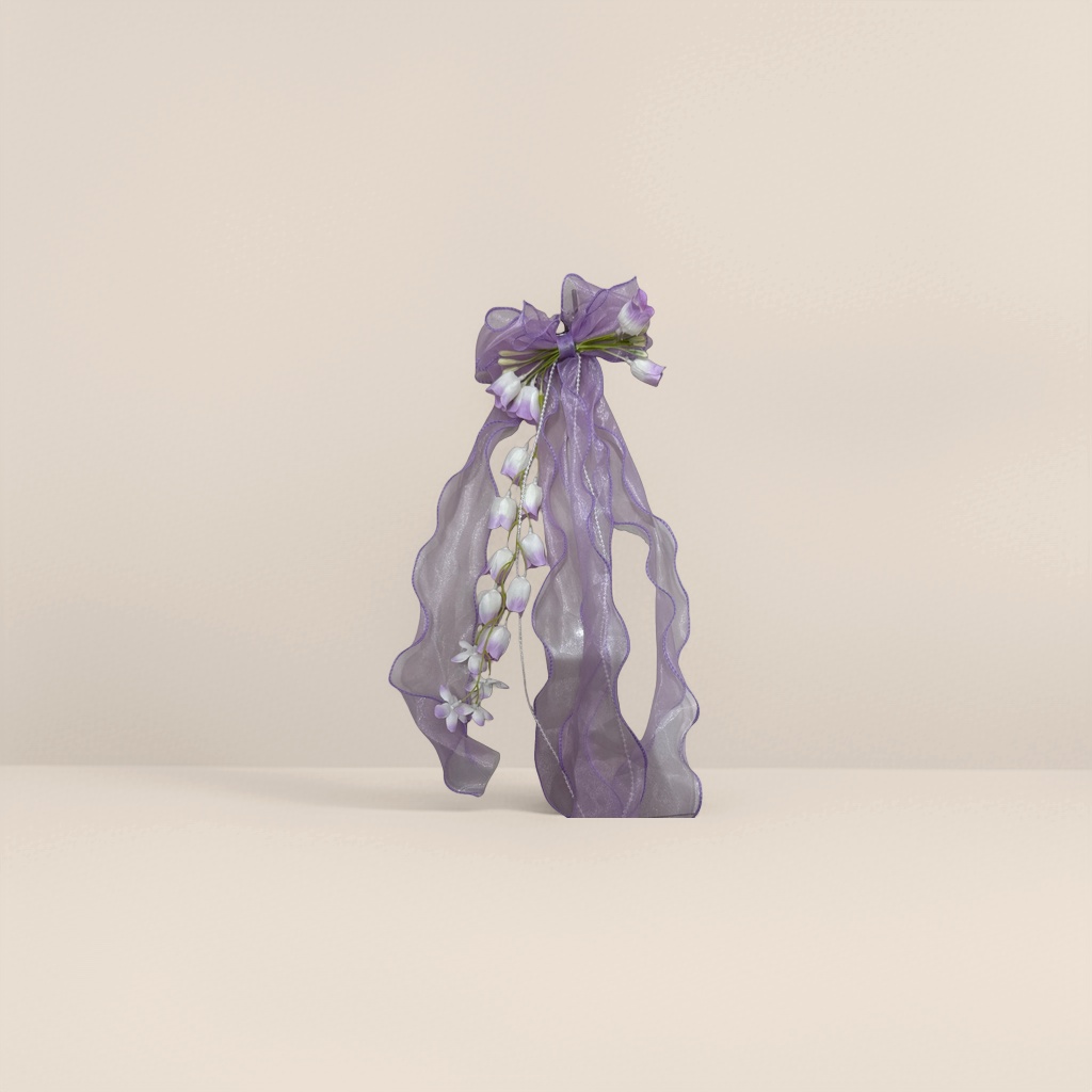Purple gauze bows decorate children's headwear Specification image