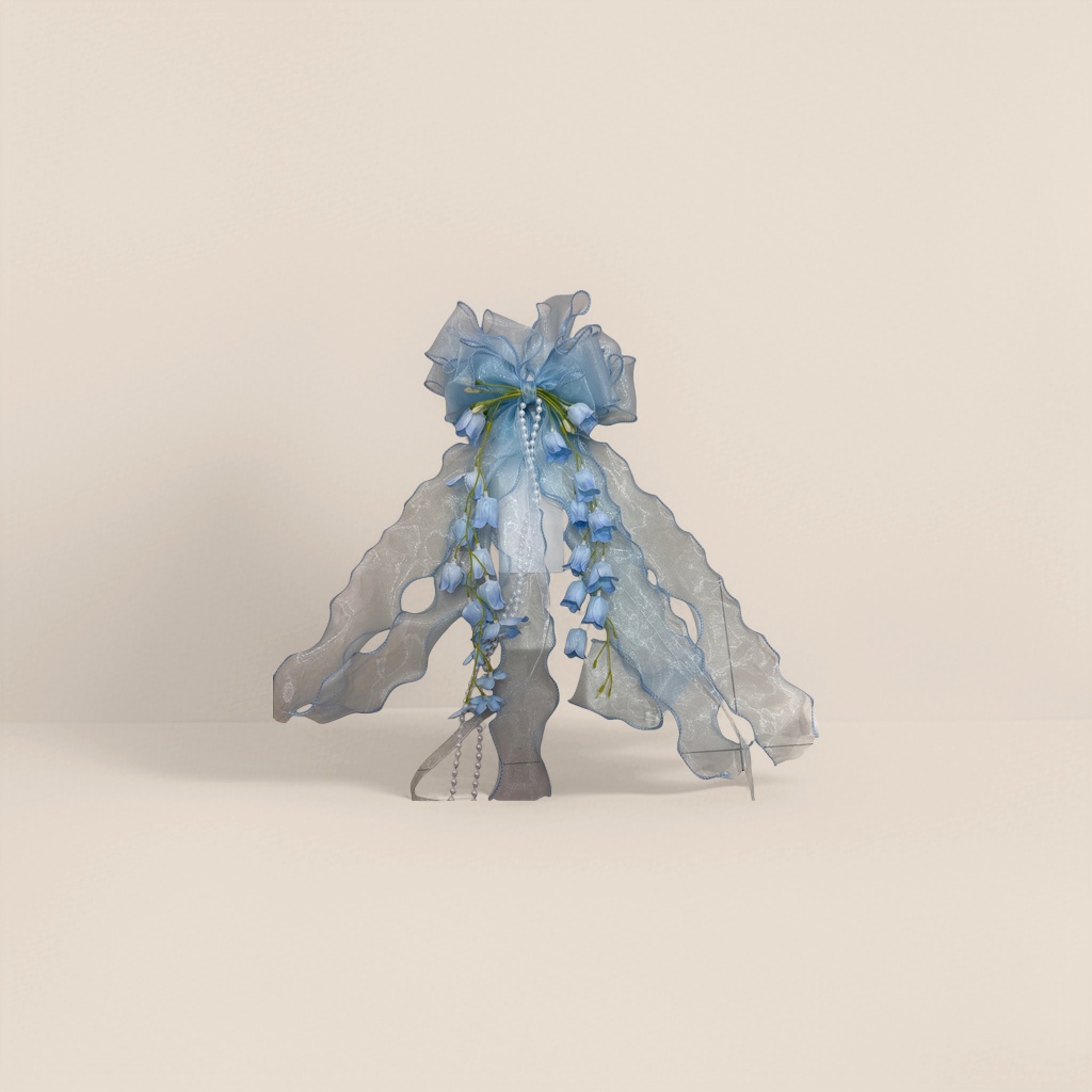 Light blue gauze bow with lily of the valley decoration Application Scenario