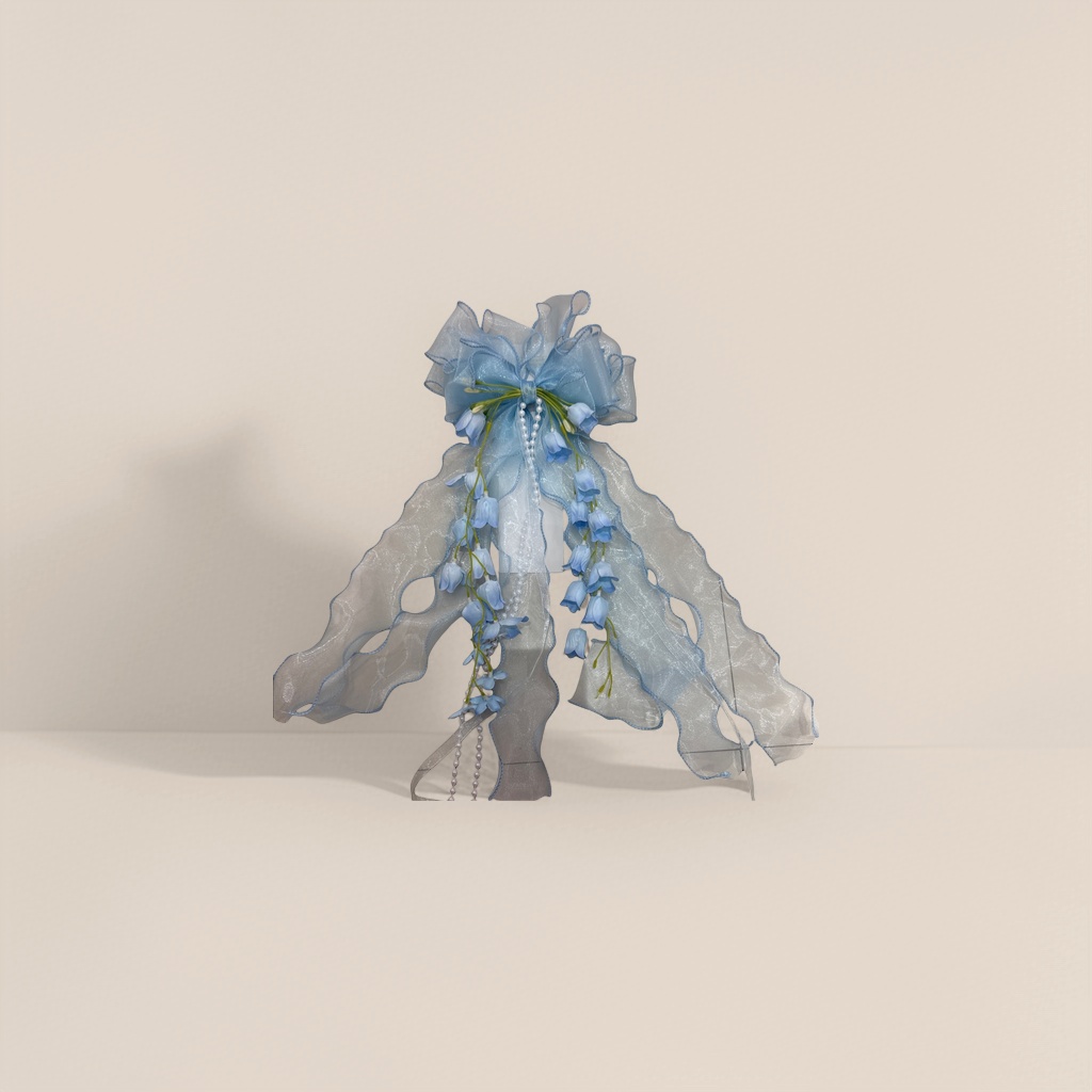 Light blue gauze bow with lily of the valley decoration details Picture