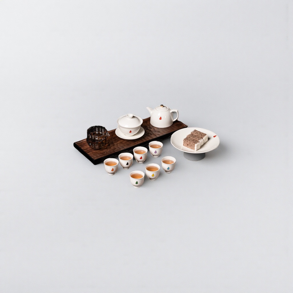 A set of four cups of green and blue landscape ceramic tea sets for home living room tea art Specification image