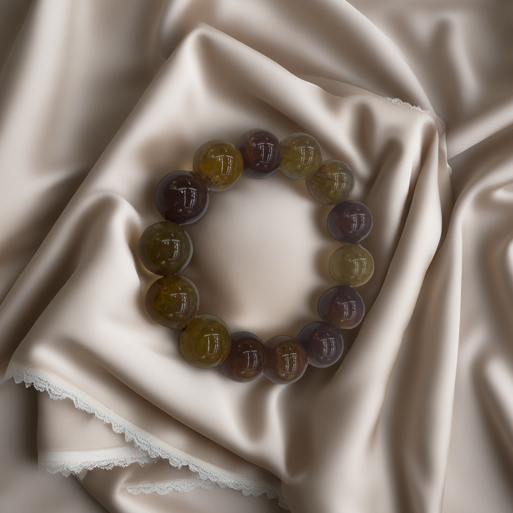 Brown and yellow interlaced bead bracelet, natural stone hand-woven, suitable for both men and women Application Scenario