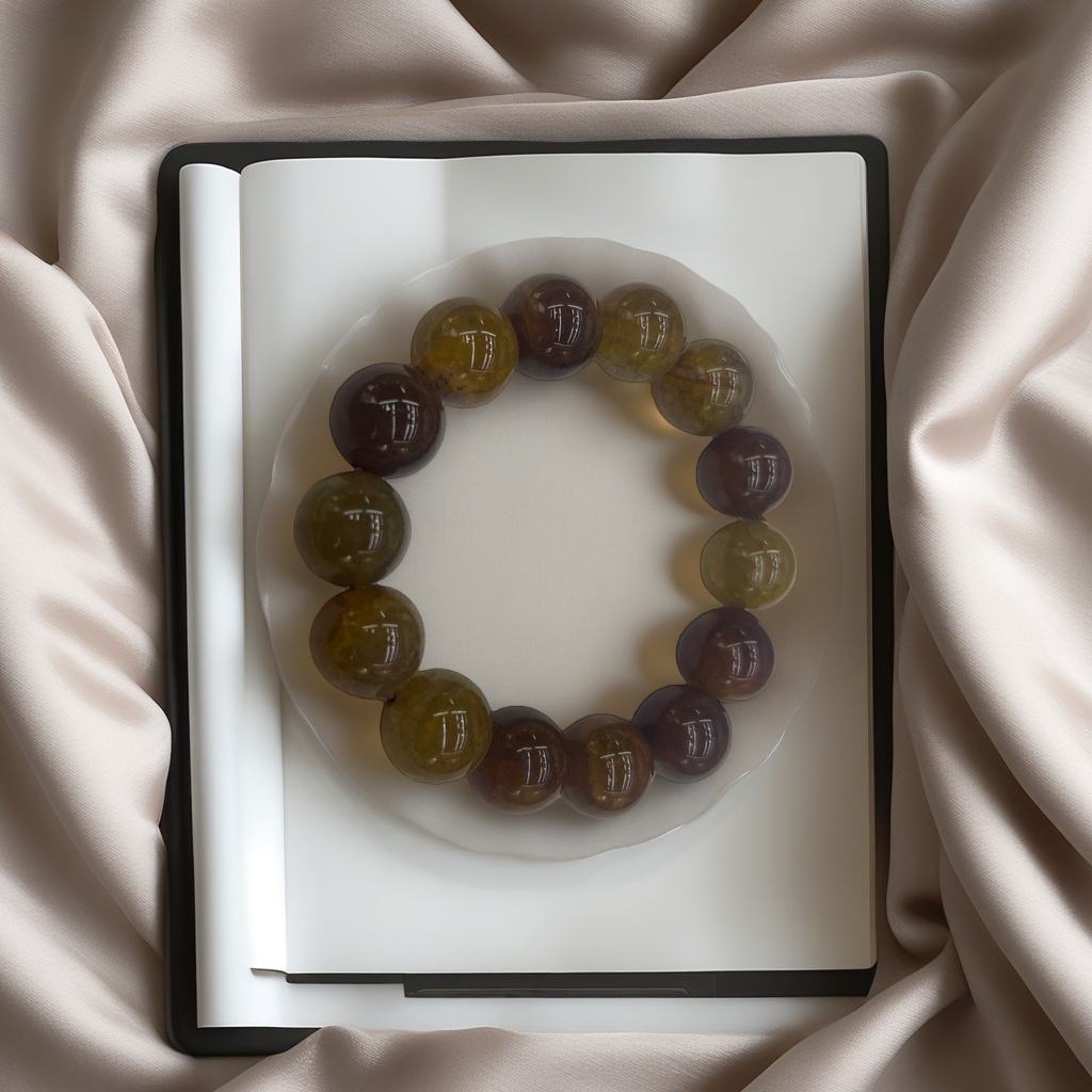 Brown and yellow interlaced bead bracelet, natural stone hand-woven, suitable for both men and women