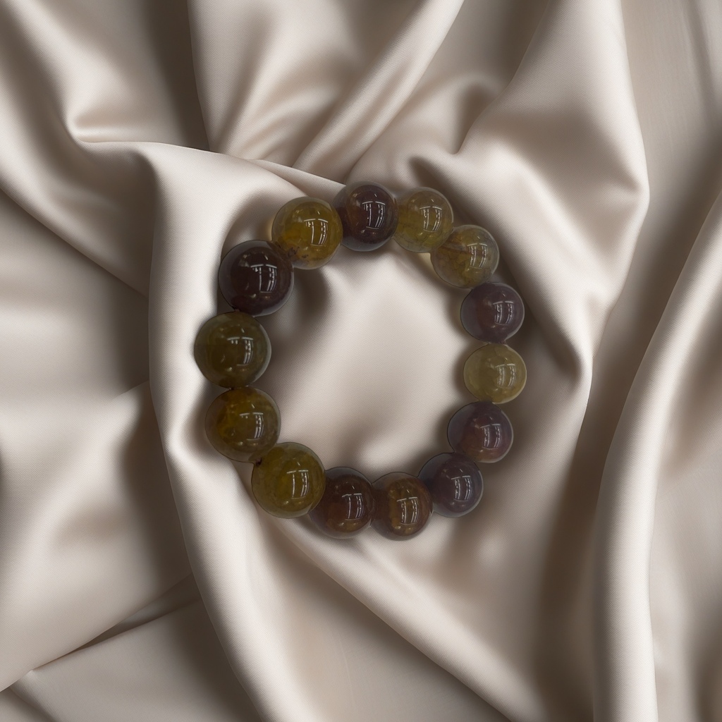Brown and yellow interlaced bead bracelet, natural stone hand-woven, suitable for both men and women Specification image