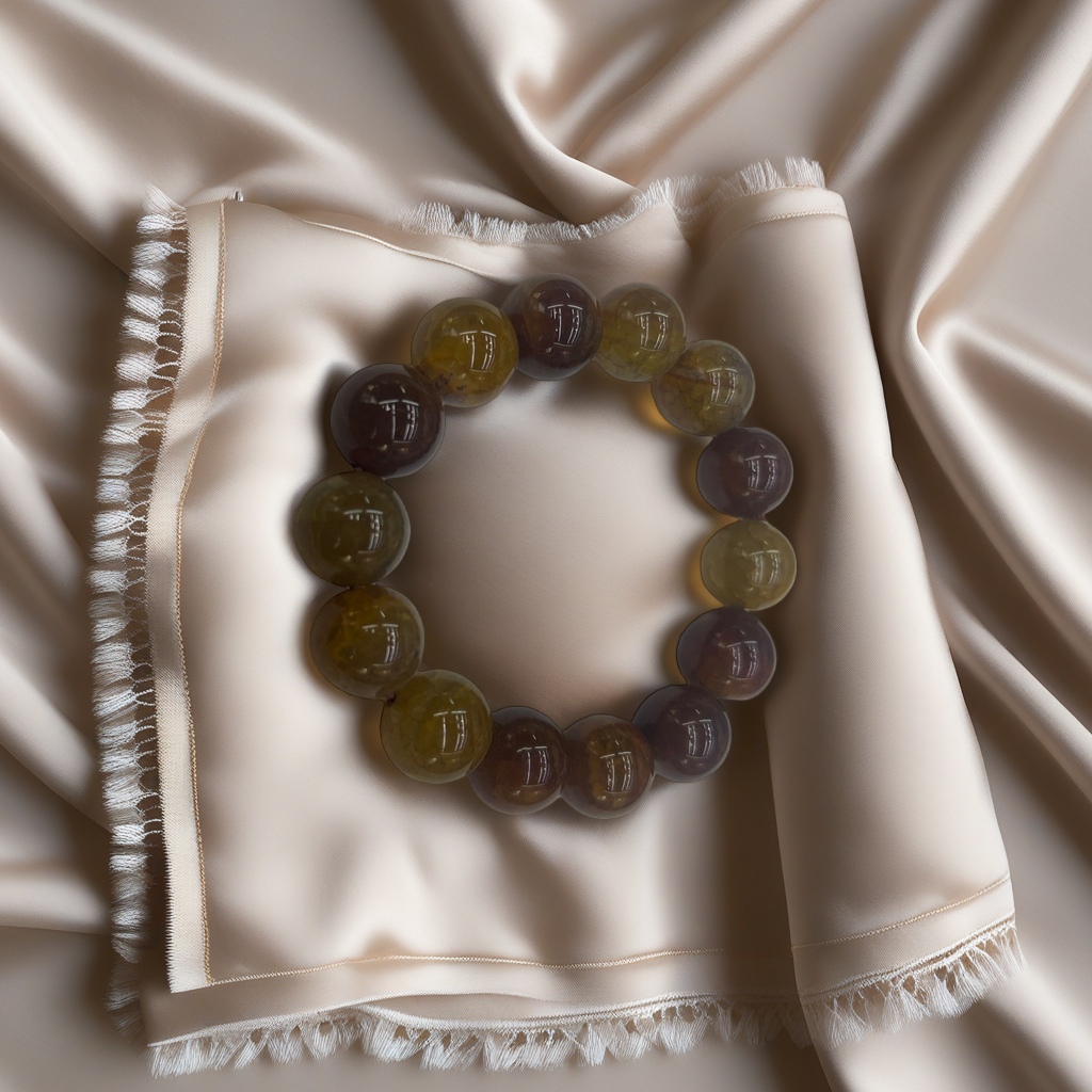 Brown and yellow interlaced bead bracelet, natural stone hand-woven, suitable for both men and women details Picture