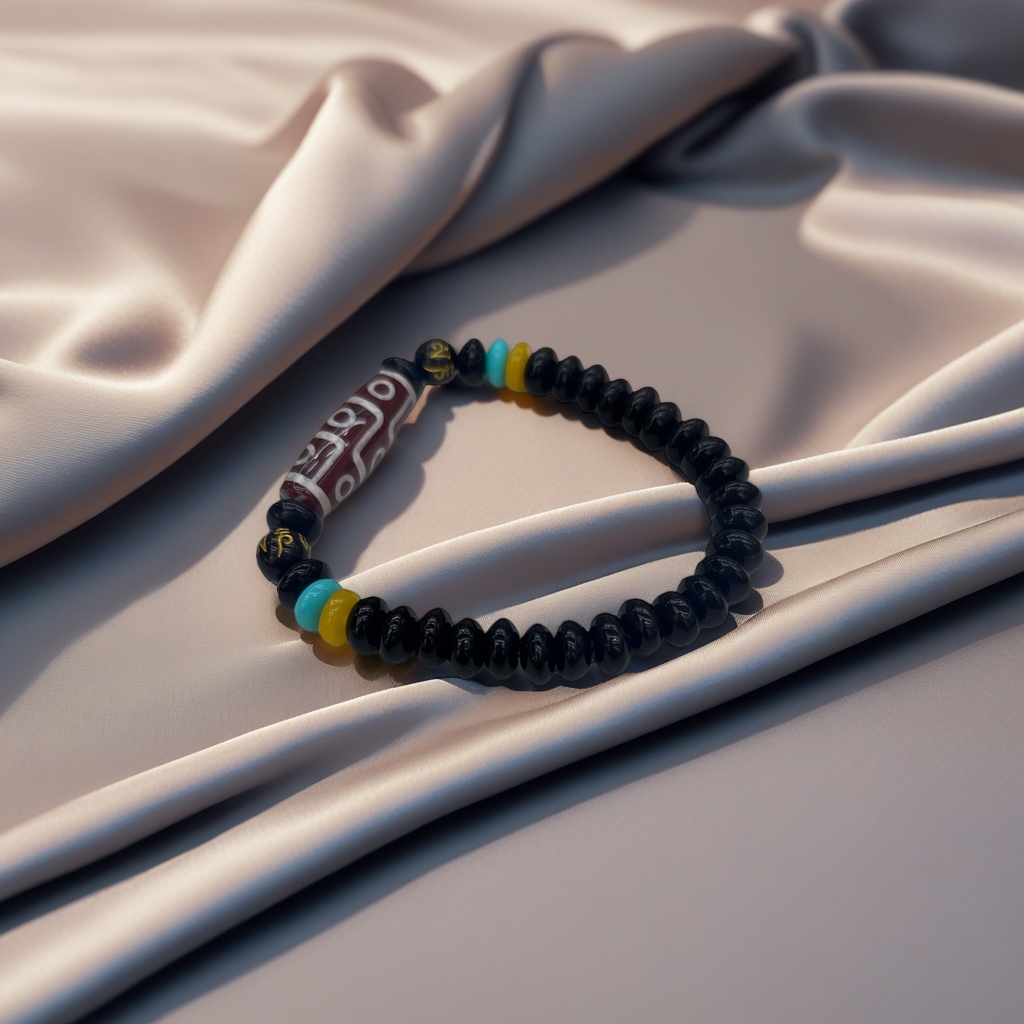 The black beaded bracelet features Tibetan lapis lazuli amber beads in the center Application Scenario