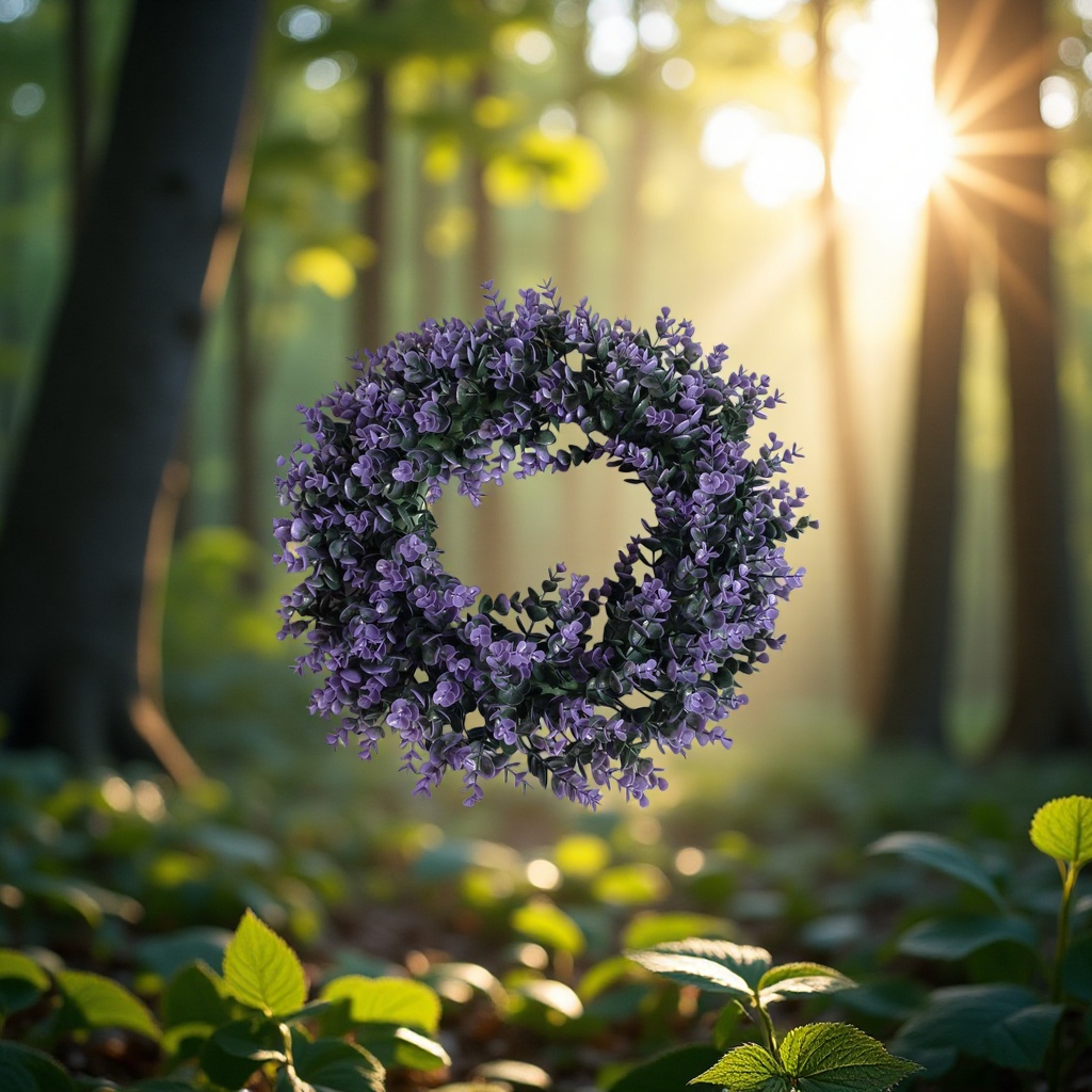Purple artificial garland simulating asters, rattan woven decorative garland for home decoration Application Scenario