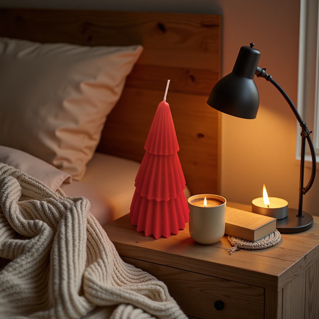Red Christmas tree-shaped candle festive decoration home aromatherapy ornaments details Picture