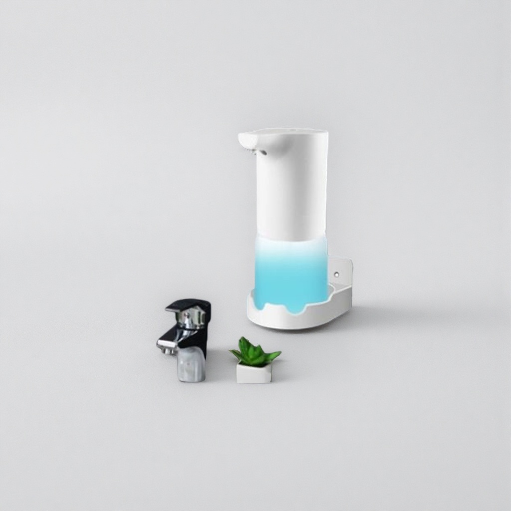 White automatic sensor soap dispenser, contactless hand sanitizer, for bathroom and kitchen use Specification image